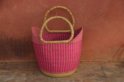 pink straw basket handmade natural pink summer basket