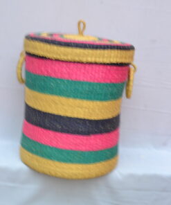 Handwoven Ghanaian laundry and storage basket, artisan woven home organizer, product DSC 0003