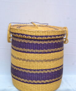 Handwoven Ghanaian laundry and storage basket, artisan woven home organizer, product DSC 0011