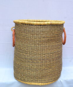 Handwoven Ghanaian laundry and storage basket, artisan woven home organizer, product DSC 0015