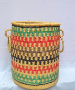 Handwoven Ghanaian laundry and storage basket, artisan woven home organizer, product DSC 0019