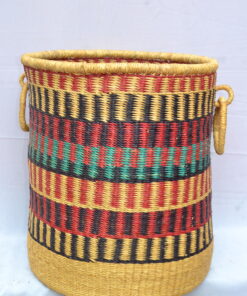 Handwoven Ghanaian laundry and storage basket, artisan woven home organizer, product DSC 0025