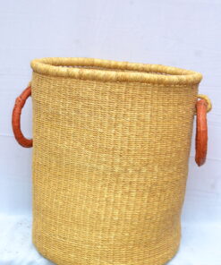 Handwoven Ghanaian laundry and storage basket, artisan woven home organizer, product DSC 0027