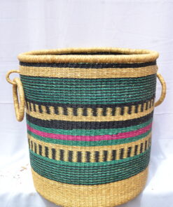 Handwoven Ghanaian laundry and storage basket, artisan woven home organizer, product DSC 0079